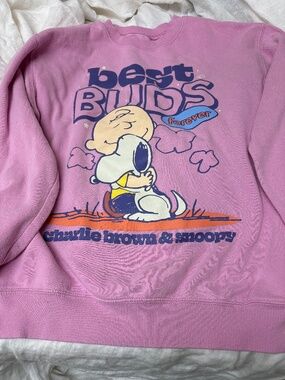 Peanuts Hybrid Charlie Brown Snoopy Best Buds pink sweatshirt Size S
